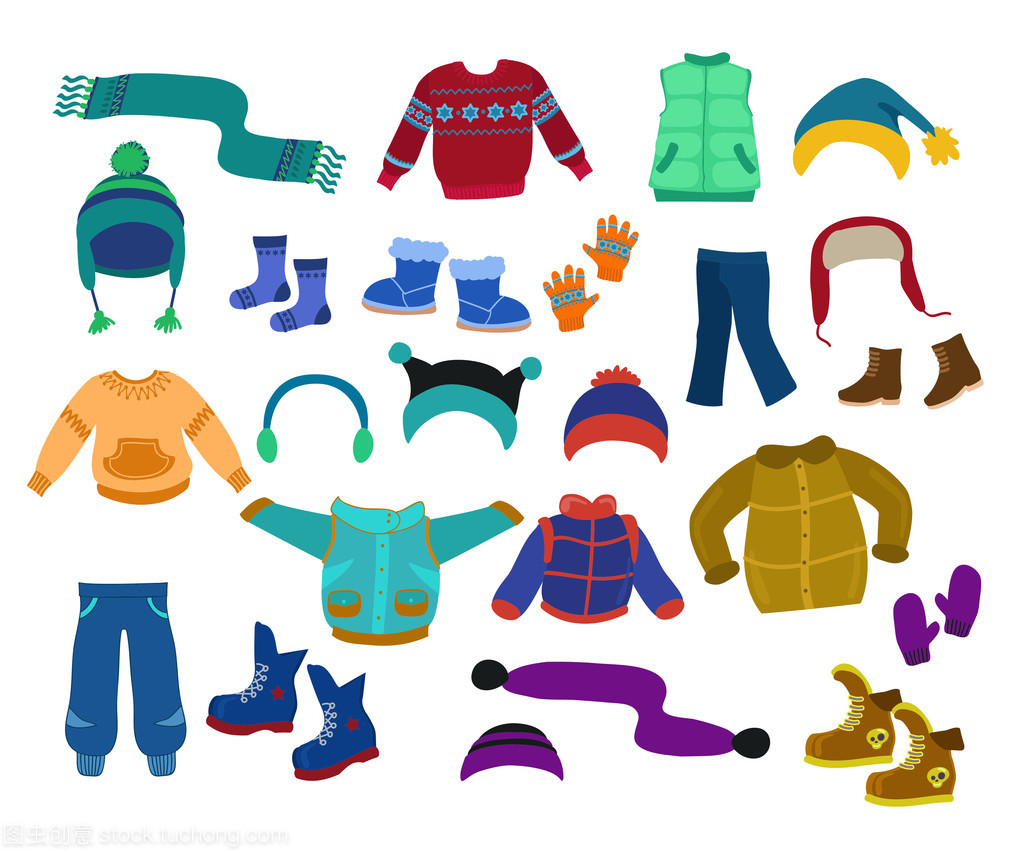 孩子们 — — 矢量图冬季服装集合